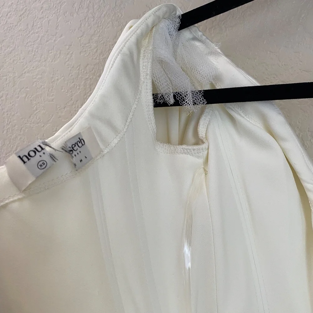 HOUSE OF CB 'Carlyn' Ivory Satin Balloon Sleeve Mini Dress/Size XS‎ NWOT - Picture 6 of 15